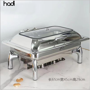 Restaurant Buffet Supplies High Quality Chafing Dish Round Electric <strong>Fuel</strong> 6 qt Hydraulic <strong>Chaffing</strong> Dish with Divider Pan - Product Image 2