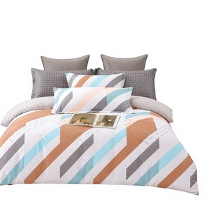 Poland Local Stock Cotton <b>Bedding</b> <b>Set</b> Queen Size Bold Diagonal <b>Stripe</b> 3 Piece Duvet Cover EU Dropshipping - Product Image 1