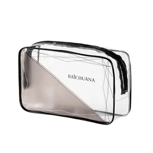 New Custom Logo transparent Clear PVC Toiletry makeup Bag cases Waterproof Storage cosmetic Bags Portable Travel Makeup Bag case