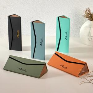 Estojo de Óculos Triangular Personalizável com Logo, Caixa de Embalagem em Couro PU para Óculos de Sol Masculinos/Femininos - Product Image 1