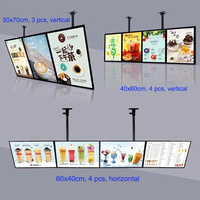 Panneau de menu de restaurant LED avec cadre en aluminium, publicité en acrylique, boîte à lumière rétroéclairée LED ultra-mince