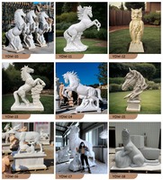YOUFINE Statue de tigre ailé en marbre blanc sculpté à la main, sculpture volante pour la décoration extérieure de jardin, de villa et de paysage