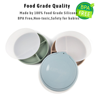 Conception personnalisée de qualité alimentaire, ensemble de bavoirs incassables et non toxiques à ventouse divisée en silicone pour aliments pour bébés