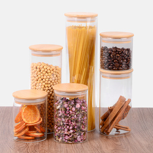 New Arrival Storage Bottles Food Storage <strong>Container</strong> With <strong>Airtight</strong> Bamboo Lid Borosilicate Clear Glass Jar - Product Image 5