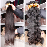 Extensions de cheveux humains lisses comme des baguettes, double épaisseur, grade 12A, cheveux vierges brésiliens de type Mink