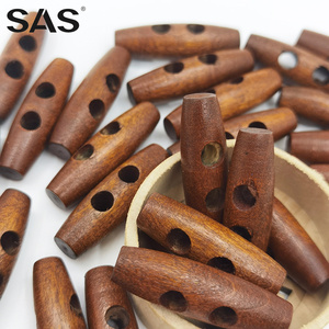 SAS卸売 2.5-6cm 木製オーバル型ボタン 二つ穴付きオーバル木製コートボタン - Product Image 3