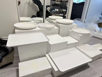 Présentoirs de Buffet de Luxe Carrés Blancs Extra Larges en Acrylique Personnalisés, Modernes, Faciles à Assembler, à Cinq Côtés, Épaisseur 5mm