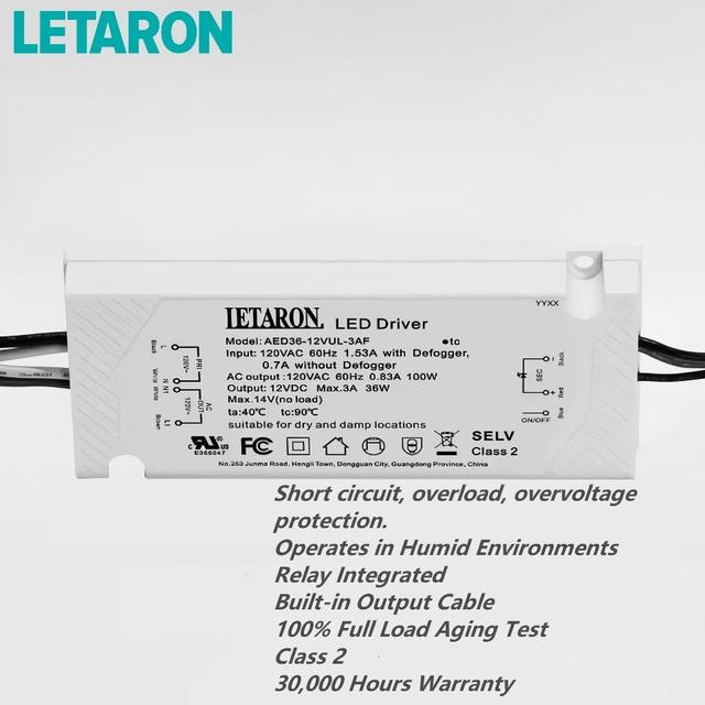 12V 24V 24W 36W 48W 60W 90W Class 2 SELV LED Power Supply Constant Voltage LED Driver for Bathroom Mirror Vanity LED Light