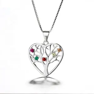 Manufacture Wholesale Heart Necklace Hand Made Tree of Life Pendant 925 Sterling Silver