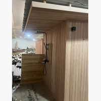 Sauna extérieur moderne en cèdre rouge pour 4 personnes, construction solide, toit incliné, façade en verre sans joint, sauna à vapeur, usage commercial