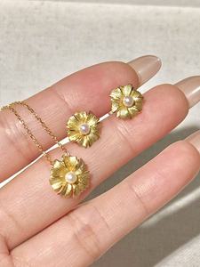 Ensemble de bijoux UM Jewelry 925 Sliver Wholesale Natural Pearl Carnation Dewdrop, boucles d'oreilles et pendentif, pour unisexe, cadeau quotidien. - Product Image 2