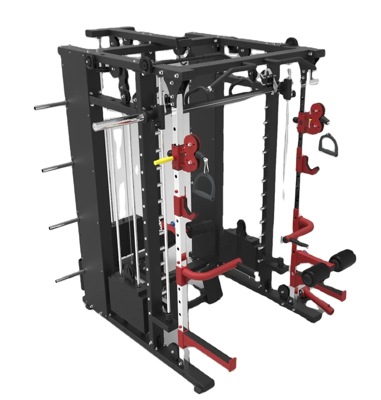 Pabrik grosir multi fungsi smith squat lat pull down baris rendah mesin latihan kekuatan mesin peralatan gym komprehensif