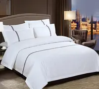 Copripiumino personalizzato Standard nazionale Set biancheria da letto in lino bianco satinato 100% cotone