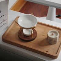Brûleur d'huiles essentielles aromatiques non électrique en céramique et métal pour la maison au printemps, diffuseur de parfum à bougie chauffe-plat