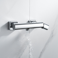Grifo de Ducha y Bañera Momali, Estilo Europeo, Cuerpo de Latón Cuadrado, Monomando, Cromado, Modelo con Válvula de Cerámica Pulida, Rociado Suave