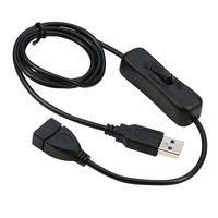 Kabel ekstensi USB OEM pabrik dengan sakelar ON/OFF jaket PVC pria ke wanita 3A pengisian cepat untuk strip LED
