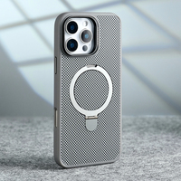 Étui de téléphone magnétique en cuir et fibre de carbone JOYPORODO B331 avec support pour iPhone 16 15 14 Pro Max, coque rigide en PC avec anneau de support