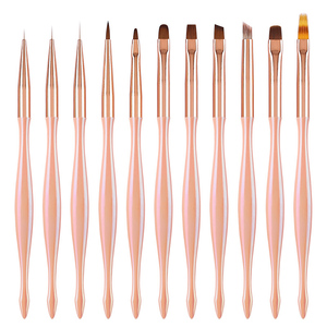 Ensemble de pinceaux à ongles en gel UV, grands, carrés et ronds, pour peinture, estompage et liner, avec pointe ronde, plate et oblique, pour manucure et nail art en salon - Product Image 5