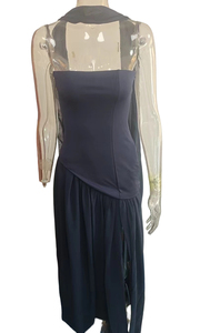 Vestidos Elegantes para Mujer, con Cierre de Cremallera en Contraste de Color, Abertura Asimétrica, Estilo Sexy para Vacaciones - Product Image 3