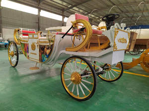 Charrette électrique pour chevaux de marathon / Calèche vintage de mariage / Calèche royale dorée - Product Image 5