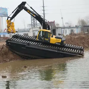 40 ton anfibio escavatore palude buggy anfibio escavatore con pontone galleggiante