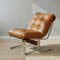 Fauteuil lounge moderne Barcelona, structure en acier inoxydable, fauteuil inclinable de loisirs pour salon, hall d'hôtel, décoration intérieure
