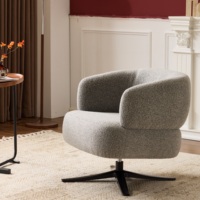 Fauteuil pivotant individuel de luxe Cuddle, style club moderne, petit fauteuil d'appoint en velours pour salon