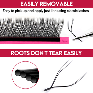 Extensions <span class=keywords><strong>de</strong></span> <span class=keywords><strong>cils</strong></span> individuels FADVAN YY en cheveux synthétiques, volume 3D 4D, effet mat intense, facilement auto-éventailables, noir naturel - Product Image 5