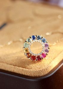 Collier pendentif Xinfly Fine Jewelry en or blanc 18 carats avec saphir arc-en-ciel et diamant - Product Image 4