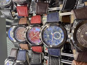 Orologio cronografo da uomo, cassa in acciaio inossidabile, cinturino in pelle, quadrante blu, forma rotonda - Product Image 3