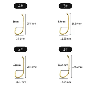 Whole sale single fishing sea hook carbon Golden carbon hook