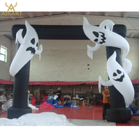 Décorations de porte pour Halloween, arche gonflable fantôme blanche, article de décoration