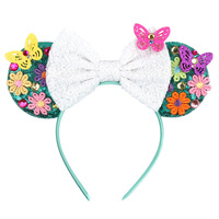 Princesse tête Bopper Cosplay Costume diadème papillon fleur Sequin fille souris oreille bandeaux avec marguerite tournesol