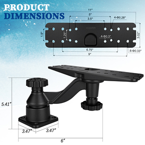 Support de sondeur de pêche tout en aluminium Velpaw pour écrans de 7 à 16 pouces, bras renforcé, compatible avec les traceurs de cartes Garmin, Lowrance - Product Image 4