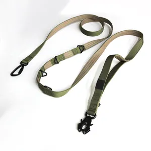 KingFiner New Custom Soft Neoprene Padding Frog Clip Double Dog Lead Tactical Combat Double Dog Leash For 2 Dogs