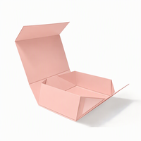 Boîte cadeau magnétique rigide en carton pliable rose avec logo personnalisé pour l'emballage artisanal
