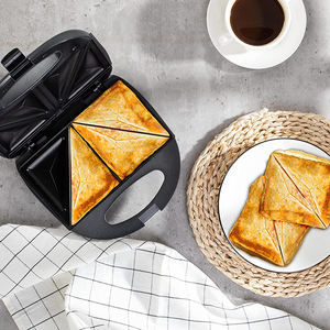 Piatti antiaderenti Double Sided facile da pulire <span class=keywords><strong>tostapane</strong></span> per formaggio alla griglia perfetto manico Cool Touch Plastic Breaskfast Sandwich Maker - Product Image 4