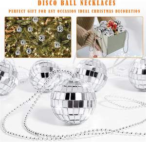 Colliers pendentifs boule <span class=keywords><strong>disco</strong></span> miroir en argent pailleté pour soirée <span class=keywords><strong>disco</strong></span> des années 70 et 80 pour déguisement de <span class=keywords><strong>femme</strong></span> Accessoires d'habillage - Product Image 4