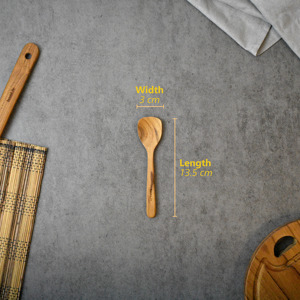 Cuchara de Postre de Madera de Teca Emila, Ecológica y Natural, Apta para Alimentos, Sin Pintura ni Barniz, Halal, Personalizable - Product Image 6