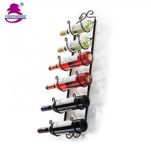 FIRST HORSE Duvara Monte Mat Siyah Şarap Şişesi Sergi Rafı Yer Tasarruflu 6 Katlı Metal Şarap Saklama <span class=keywords><strong>D</strong></span>üzenleyici - Product Image 1