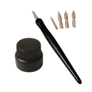 23834 Kit de stylo plume de calligraphie 7 pièces comprenant de l'encre de dessin noire et 5 plumes de calligraphie différentes - Product Image 1