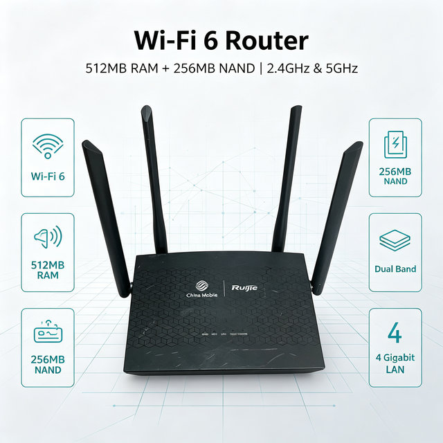 RG-MA2862 WiFi6 AX1800 Dual-Band Gigabit Wireless Router with Mesh Network Support, High-Quality Second-hand Wholesale Available