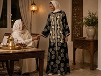 Abaya en polyester de Dubaï, broderie florale 3D, col mandarin, vêtements islamiques modestes pour l'Aïd, les mariages et les occasions formelles
