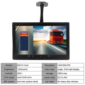 Hot bán 10.1 inch 2CH chia màn hình AHD 1080p <span class=keywords><strong>DVR</strong></span> <span class=keywords><strong>Camera</strong></span> chiếu hậu có dây đảo chiều Màn hình Kit cho xe buýt xe tải - Product Image 2