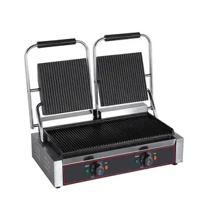 Commerciële Mini Elektrische Dubbele Lnon-Stok Plaat Sandwich Panini Maker Druk Contact Grill Machine Voor Verkoop