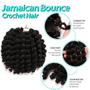 <span class=keywords><strong>Cheveux</strong></span> bouclés torsadés au crochet Jamaican Bounce Spring Twist 8 pouces, lot de 4 paquets, 22 racines, Jumpy Wand, pour femmes noires, Chine - Product Image 3