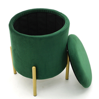 Tabouret de table en velours doré rond, mobilier de salon, chaise en métal