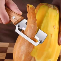 Roestvrijstalen keukenmes met houten handvat, multifunctioneel schaafmes en flesopener voor groenten, aardappelen en komkommers
