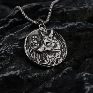 yunnique Men's Stainless Steel Wolf <b>Head</b> Pendant Necklace Viking <b>Style</b> Animal Design Gift Jewelry - Product Image 1