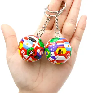 New Arrival Multinational Flag Football Team Keyring 3D Mini Soccer Ball Pendant Charm Keychain for Fans Souvenir